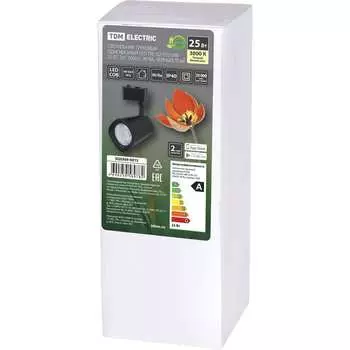 Трековый однофазный светильник TDM ELECTRIC LED TRL-02-025-WB 25 Вт, 24, 3000 К, 90 Ra, черный SQ0369-0015