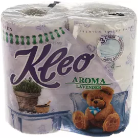 Туалетная бумага kleo лаванда, 3 слоя, 4 рулона с6