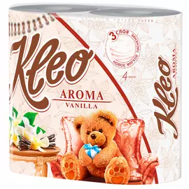 Туалетная бумага kleo ваниль, 3 слоя, 4 рулона с87