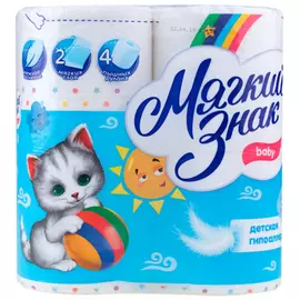 Туалетная бумага мягкий знак baby, 2 слоя, 4 рулона с189