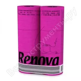 Туалетная бумага renova 3 слоя, 6 рулонов fucsia 5601028011952
