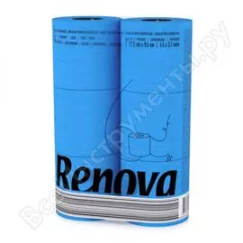Туалетная бумага renova 3 слоя, 6 рулонов maxi blue 5601028024976