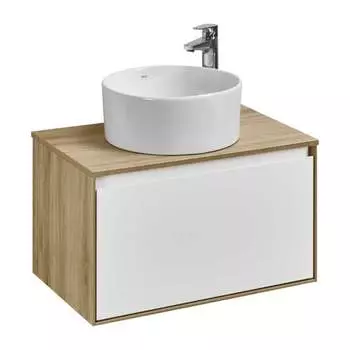 Тумба AQUATON Либерти 70/1 дуб Эльвезия/белый глянец (Адриана 70, MILA 400, MILA 350х350, Одри 420x620 Soft, Лола 00090093