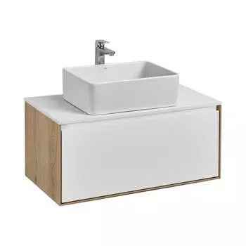 Тумба AQUATON Либерти 90/1 дуб Эльвезия/белый глянец (Адриана 90, MILA 400, MILA 350х350, Одри 420x620 Soft, Лола 00090105