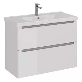 Тумба Lemark BUNO 100 см под 1 раковину, подвесная/напольная, 2 ящика, цвет планки: Серый, цвет корпуса, фасада: LM04B100T