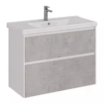 Тумба Lemark COMBI 100 см под 1 раковину, подвесная/напольная, 2 ящика, цвет фасада: Бетон, цвет корпуса: Белый г LM03C100T-Beton