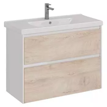Тумба Lemark COMBI 100 см под 1 раковину, подвесная/напольная, 2 ящика, цвет фасада: Дуб кантри, цвет корпуса: Бе LM03C100T-dub