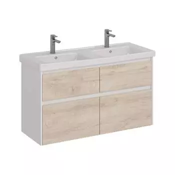 Тумба Lemark COMBI 125 см под 2 раковины, подвесная/напольная,4 ящика, цвет фасада: Дуб кантри, цвет корпуса: Бел LM03C125T-dub