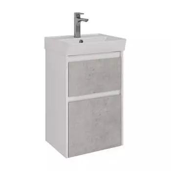 Тумба Lemark COMBI 45 см под 1 раковину, подвесная/напольная, 2 ящика, цвет фасада: Бетон, цвет корпуса: Белый гл LM03C45T-Beton