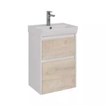 Тумба Lemark COMBI 50 см под 1 раковину, подвесная/напольная, 2 ящика, цвет фасада: Дуб кантри, цвет корпуса: Бел LM03C50T-dub
