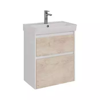 Тумба Lemark COMBI 60 см под 1 раковину, подвесная/напольная, 2 ящика, цвет фасада: Дуб кантри, цвет корпуса: Бел LM03C60T-dub