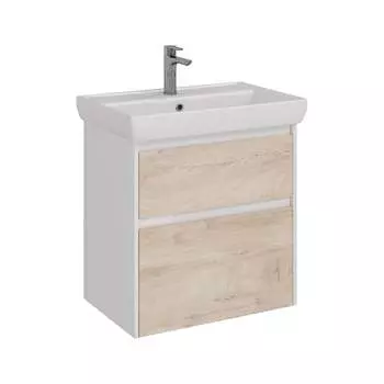 Тумба Lemark COMBI 70 см под 1 раковину, подвесная/напольная, 2 ящика, цвет фасада: Дуб кантри, цвет корпуса: Бел LM03C70T-dub