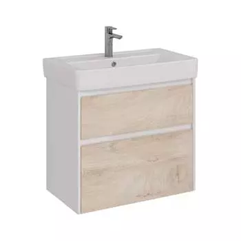 Тумба Lemark COMBI 80 см под 1 раковину, подвесная/напольная, 2 ящика, цвет фасада: Дуб кантри, цвет корпуса: Бел LM03C80T-dub