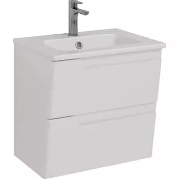 Тумба Lemark MIANO 60 см под 1 раковину, подвесная, 2 ящика, цвет корпуса, фасада: Белый глянец LM06M60T