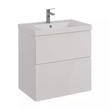 Тумба Lemark VEON 60 см под 1 раковину, подвесная/напольная, 2 ящика, цвет корпуса, фасада: Белый глянец LM01V60T