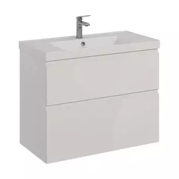 Тумба Lemark VEON 90 см под 1 раковину, подвесная/напольная, 2 ящика, цвет корпуса, фасада: Белый глянец LM01V90T