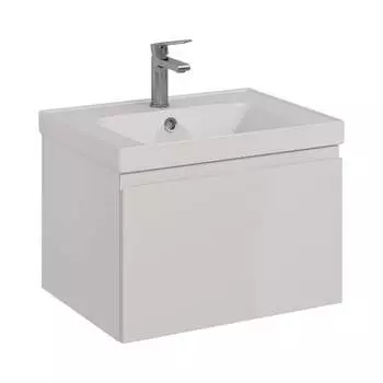 Тумба Lemark VEON MINI 60 см под 1 раковину, подвесная,1 ящик, цвет корпуса, фасада: Белый глянец LM02VM60T