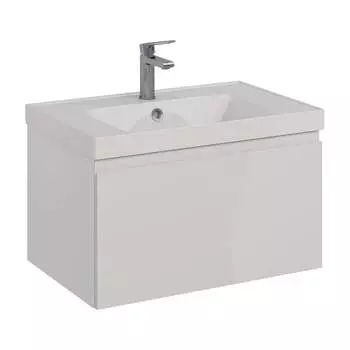 Тумба Lemark VEON MINI 70 см под 1 раковину, подвесная,1 ящик, цвет корпуса, фасада: Белый глянец LM02VM70T