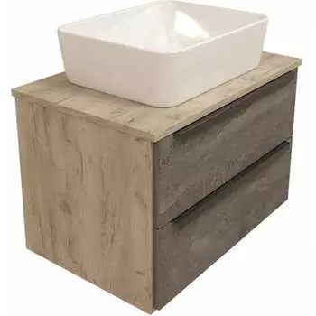 Тумба Teymi подвесная Helmi 70, 2 ящика с доводчиком, серый камень/дуб T60307 ЦБ-00266202