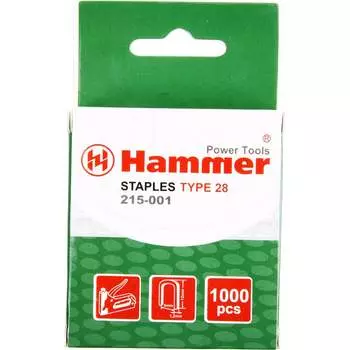 U-образные скобы для степлера Hammer Flex 215-001 12х5х1.2 мм; тип 28 (1000 шт) 34001