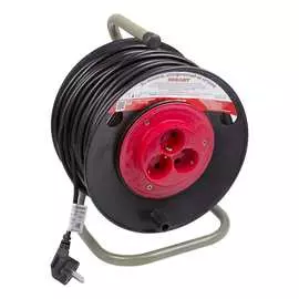 Удлинитель на катушке rexant 50 м 3 розетка 3х1.0 с заземлением 11-7350