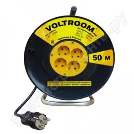 Удлинитель на пластиковой катушке voltroom пвс 2*2,5-50 16а, 220в