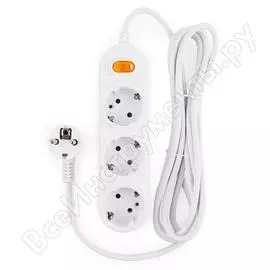 Удлинитель power cube pc 3м 3р с/з, с выкл. 10а/2,2квт pc-y-5-3s-3