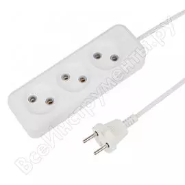 Удлинитель rexant 3 гнезда 10 м 2х0.75 белый 11-2210