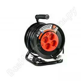 Удлинитель с заземлением на катушке защита про 4 розетки 3х1,5 мм 40м 81951343