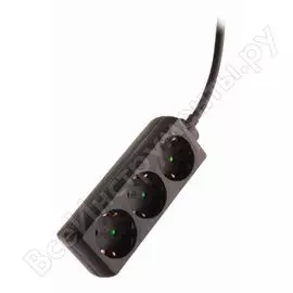 Удлинитель schwabe 3 розетки, 1.4м, кабель 3х1.5, 250в, 16а, 3500вт, черный 13912as