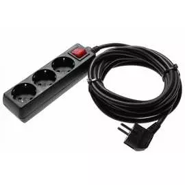 Удлинитель schwabe 3 розетки, 5м, выключатель, с подсветкой, кабель 3х1.5, 250в, 16а, 3500вт, черный 11372as