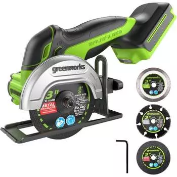 Угловая аккумуляторная мини-шлифмашина GreenWorks GD24UCS 3402007