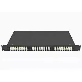 Укомплектованный многомодовый стоечный оптический кросс TopLan КРС-Top-1U-48LC/U-OM2-BK