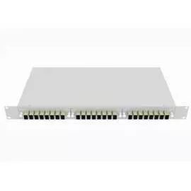 Укомплектованный многомодовый стоечный оптический кросс TopLan КРС-Top-1U-24SC/P-OM2-GY