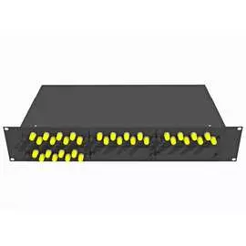 Укомплектованный многомодовый стоечный оптический кросс TopLan КРС-Top-2U-32ST/U-OM2-BK