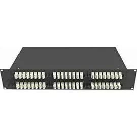 Укомплектованный многомодовый стоечный оптический кросс TopLan КРС-Top-2U-96LC/U-OM2-BK