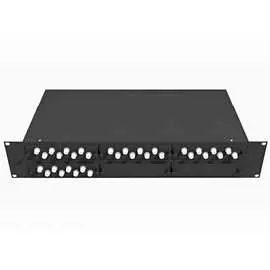 Укомплектованный многомодовый стоечный оптический кросс TopLan КРС-Top-2U-32FC/U-OM2-BK