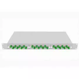 Укомплектованный одномодовый стоечный оптический кросс TopLan КРС-Top-1U-24ST/A-OS2-GY