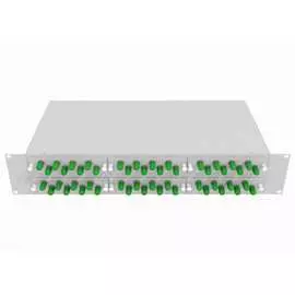 Укомплектованный одномодовый стоечный оптический кросс TopLan КРС-Top-2U-48ST/A-OS2-GY