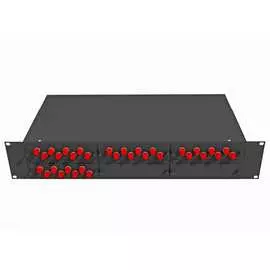 Укомплектованный одномодовый стоечный оптический кросс TopLan КРС-Top-2U-32FC/U-OS2-BK