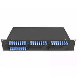 Укомплектованный одномодовый стоечный оптический кросс TopLan КРС-Top-2U-64LC/U-OS2-BK