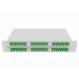 Укомплектованный одномодовый стоечный оптический кросс TopLan КРС-Top-2U-96LC/A-OS2-GY