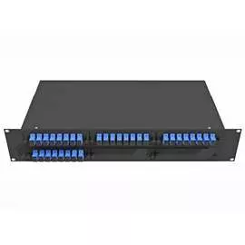 Укомплектованный одномодовый стоечный оптический кросс TopLan КРС-Top-2U-32SC/U-OS2-BK