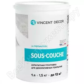 Укрывная краска-грунт для декоративных штукатурок VINCENT DECOR 1л 103-280