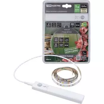 Умная подсветка TDM ELECTRIC SMD2835-30LED/m-IP20-5В-2,4Вт-3000 К (1 м), датчик движения, 4хААА SQ0331-0502