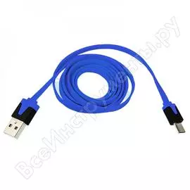 Универсальный кабель rexant usb microusb шнур плоский 1м синий 18-4275