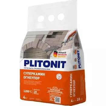 Универсальный термостойкий раствор для кладки огнеупорных кирпичей PLITONIT СуперКамин 7494