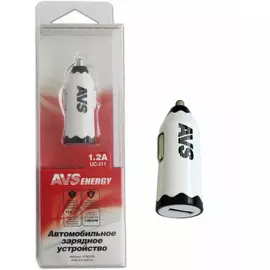 Usb автомобильное зарядное устройство avs 1 порт uc-311 1,2 а, a78019s