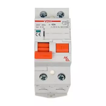 Устройство защитного отключения AKEL УЗО-VDH-2P-63A-100mA-ТипAC 400658