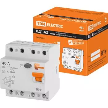 Устройство защитного отключения TDM ELECTRIC ВД1-63 SQ0203-0087